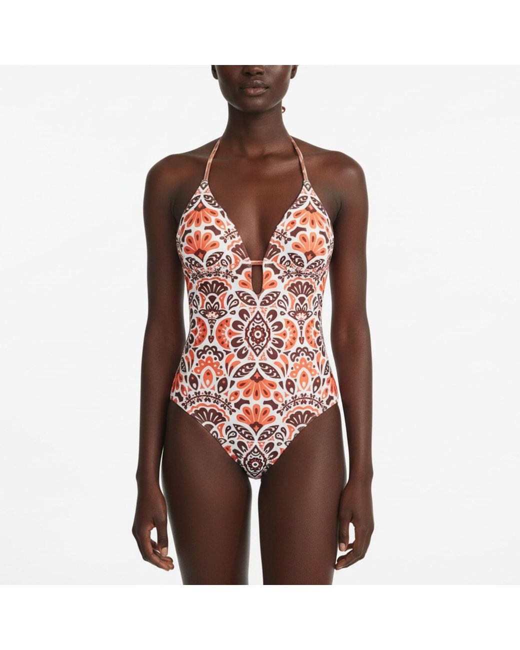 Jessie Zhao New York Orange Neutrals Savanna Reversible One Piece Swimsuit