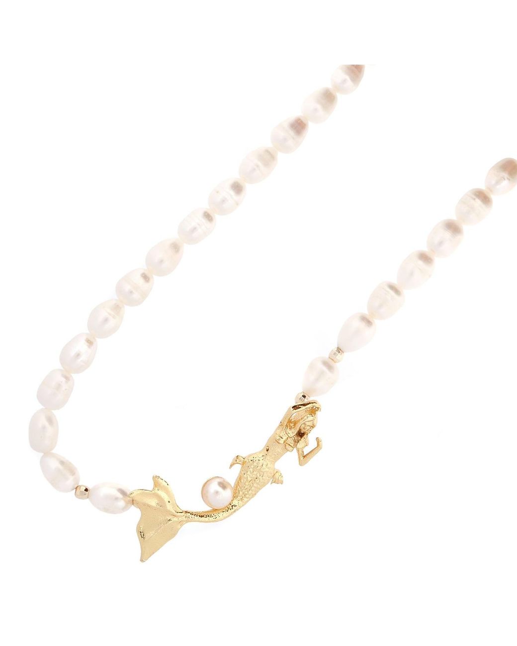 Ebru Jewelry Metallic Sea Goddess Pearl Mermaid Necklace