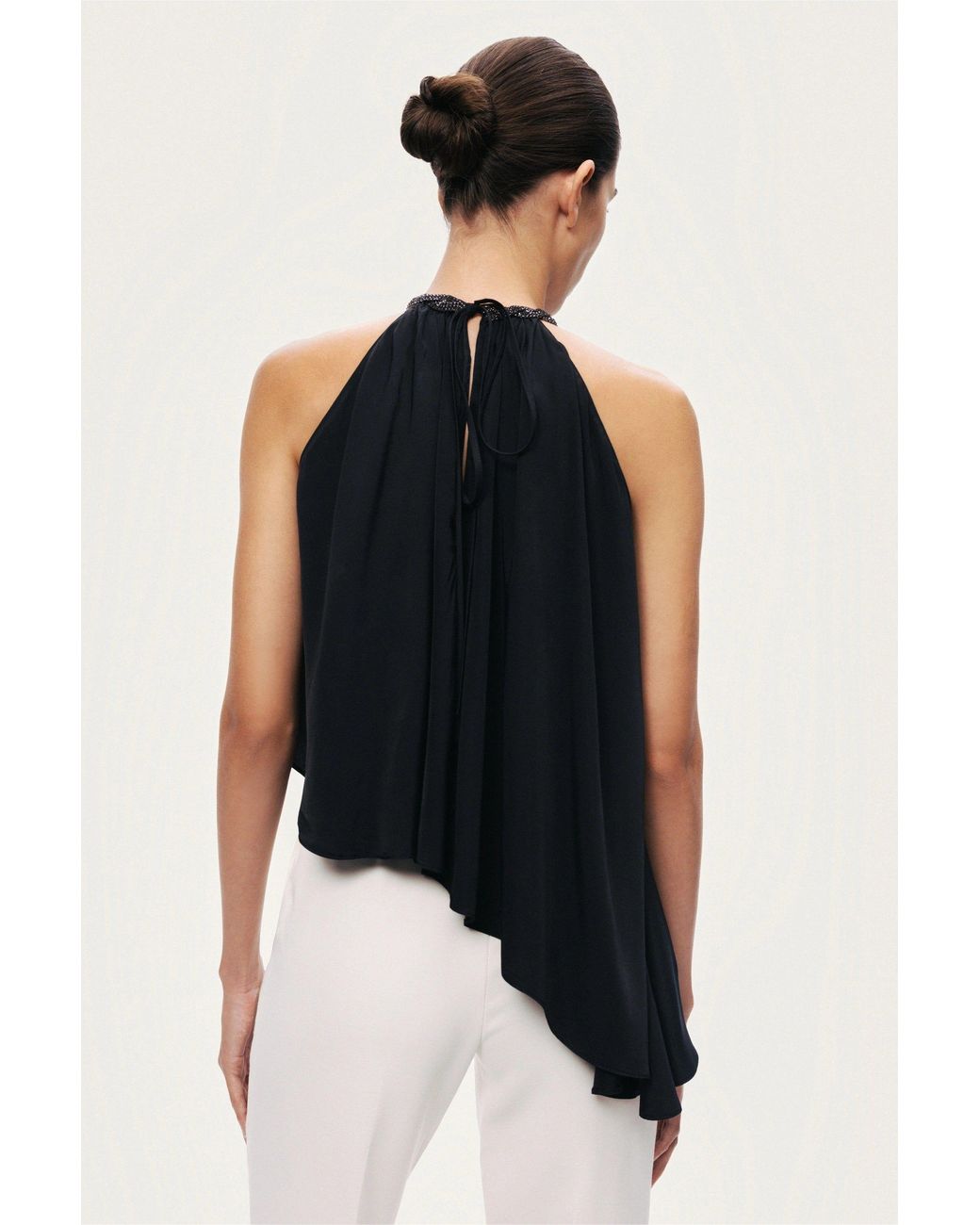 Nocturne Black Embellished Halter Blouse
