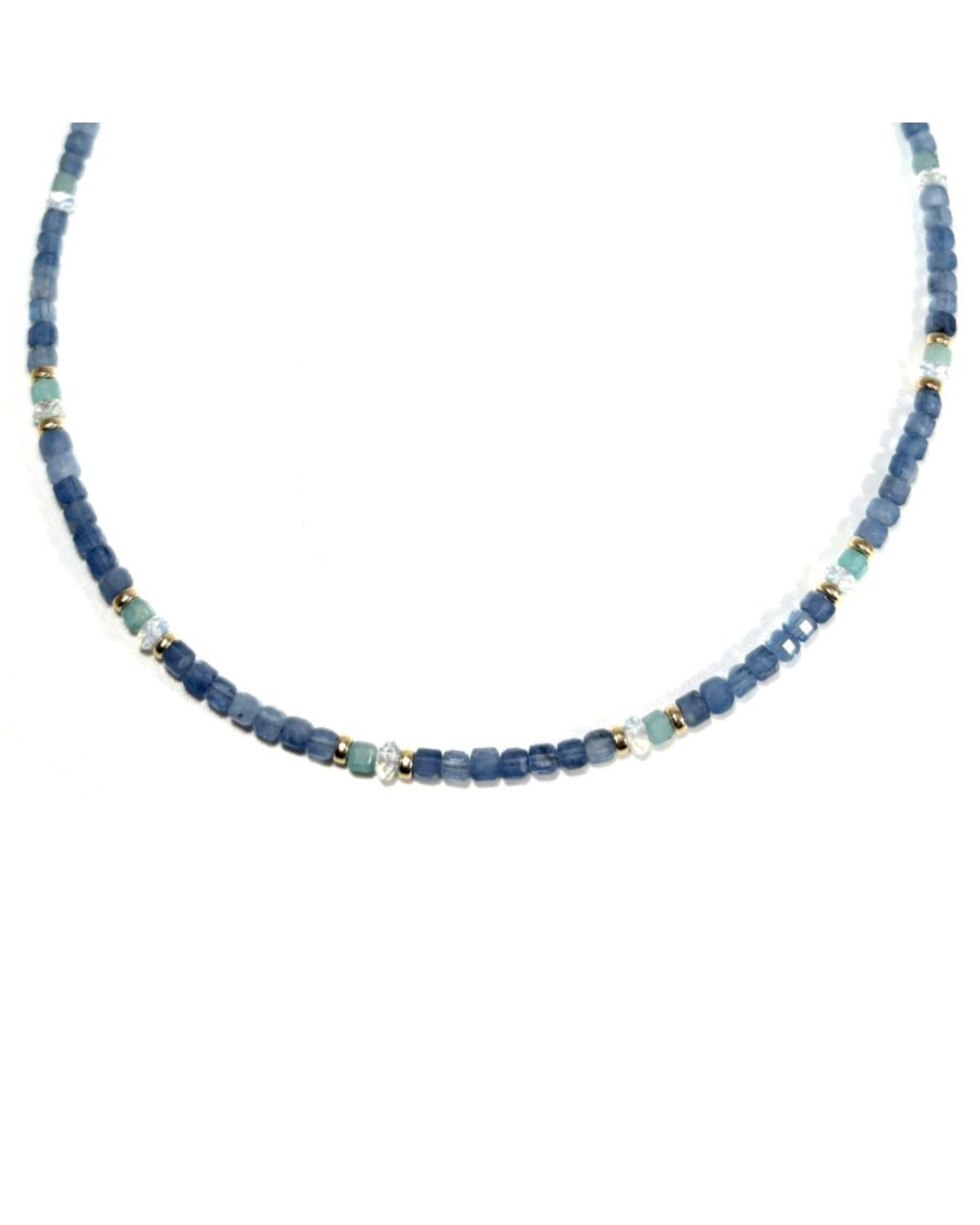 Rachel Nathan Blue Mini Beaded: Aquamarine & Amazonite Necklace