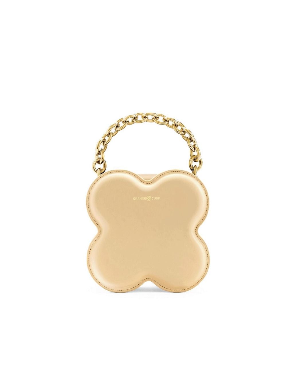 Orange Cube Metallic Large Lucky Clover Handbag