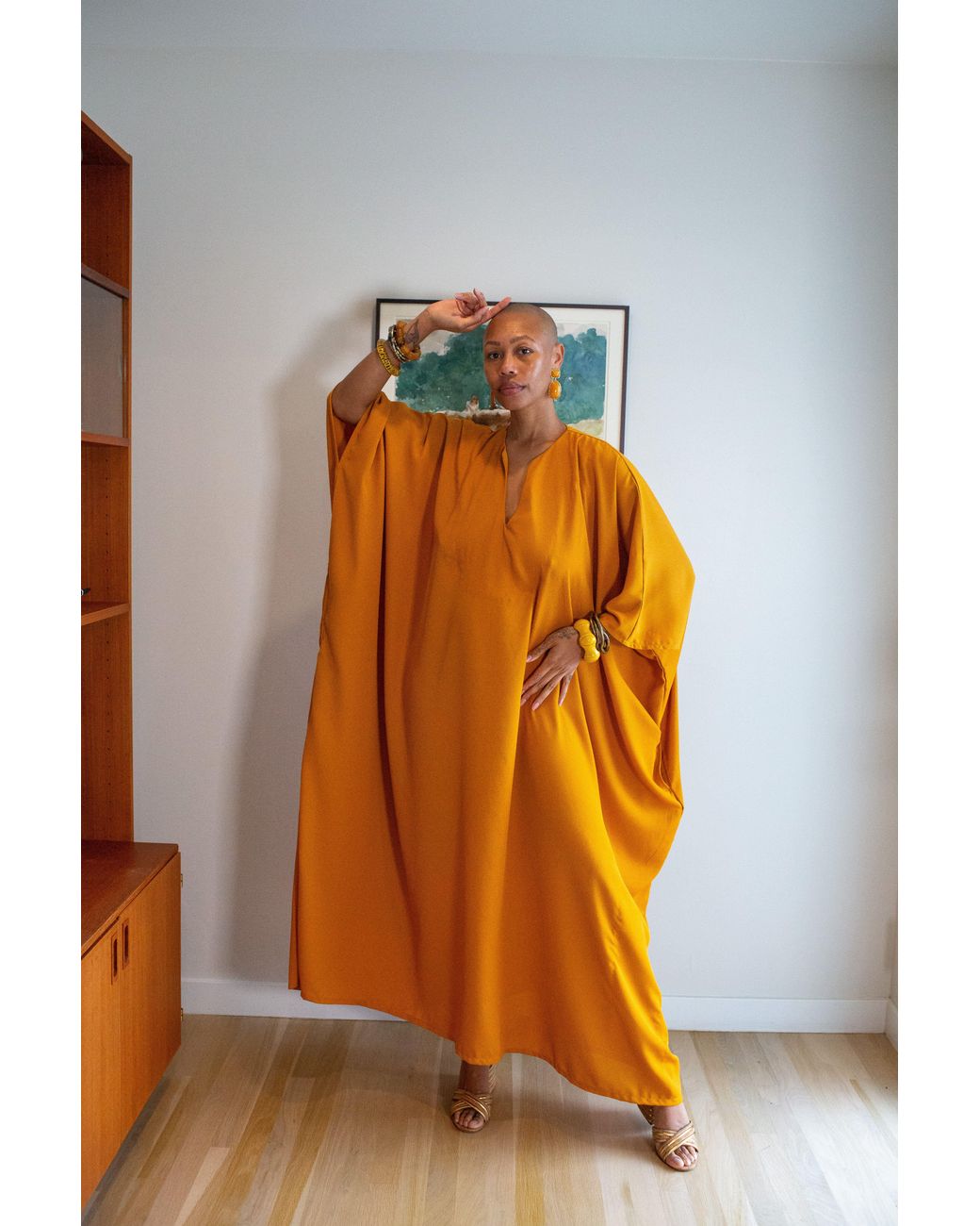 Jennafer Grace Yellow Talitha Cinched Waist Caftan