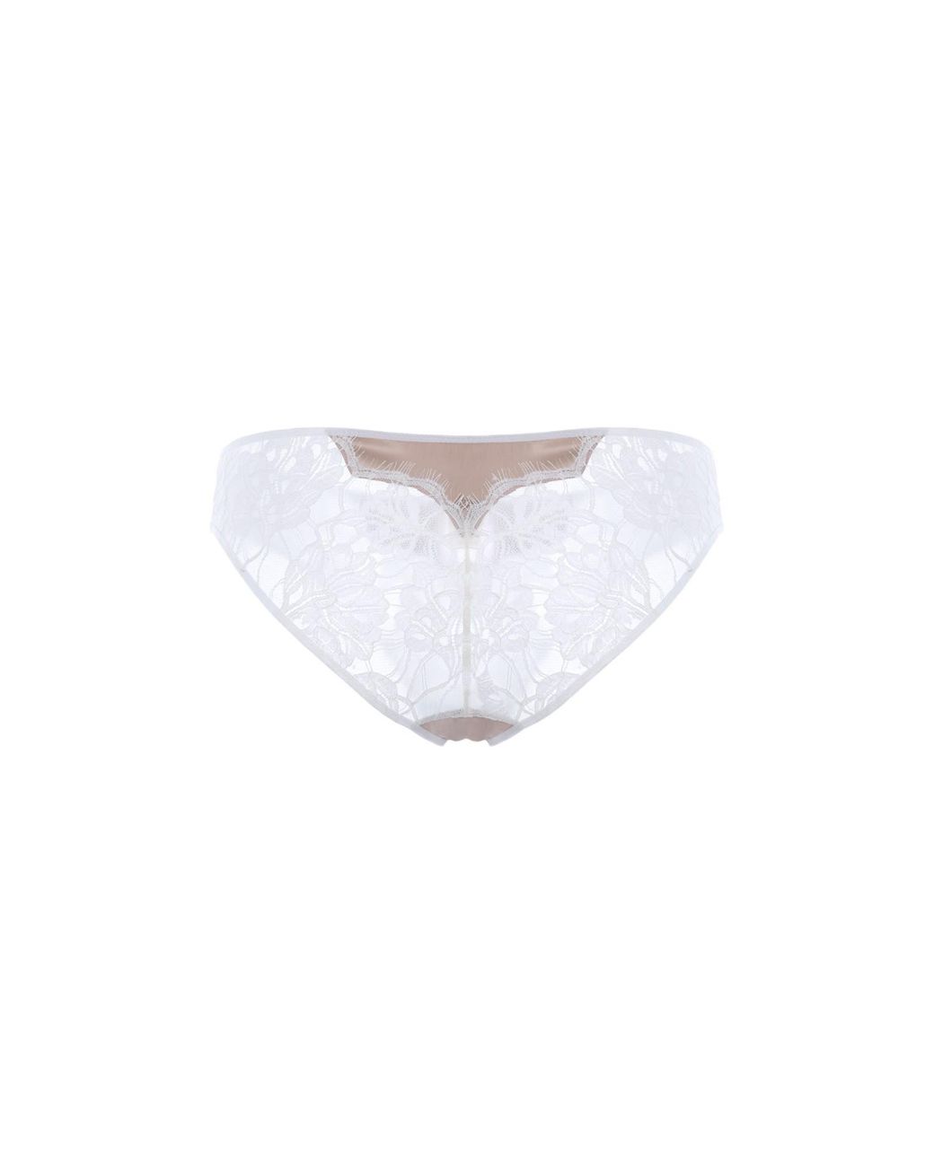 SAETA Paris White Neutrals Cotton Lace & Silk Pantie