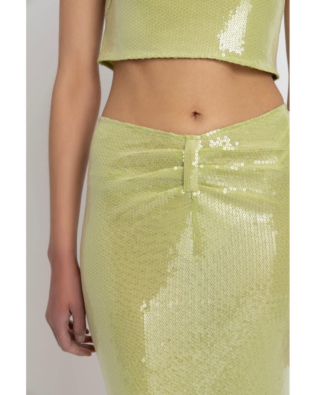 Amy Lynn Green Riva Lime Sequin Maxi Skirt