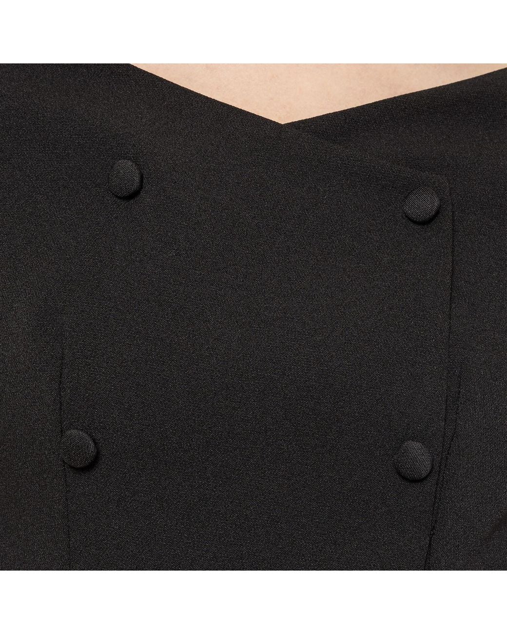 Nissa Black A-Line Crepe Midi Dress