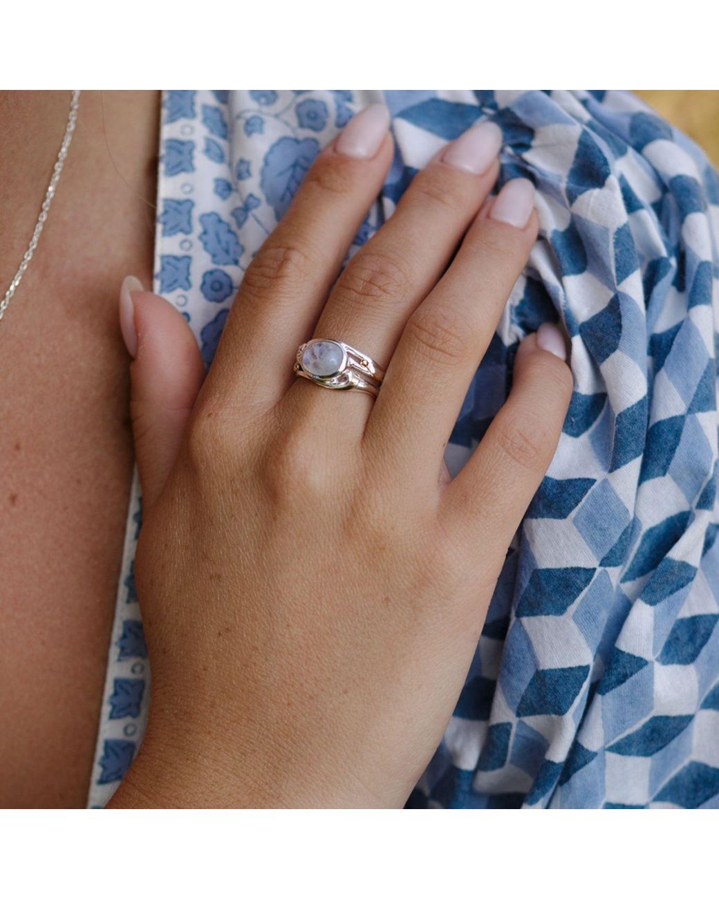 Isla Silver Blue Neutrals Moonstone Ring