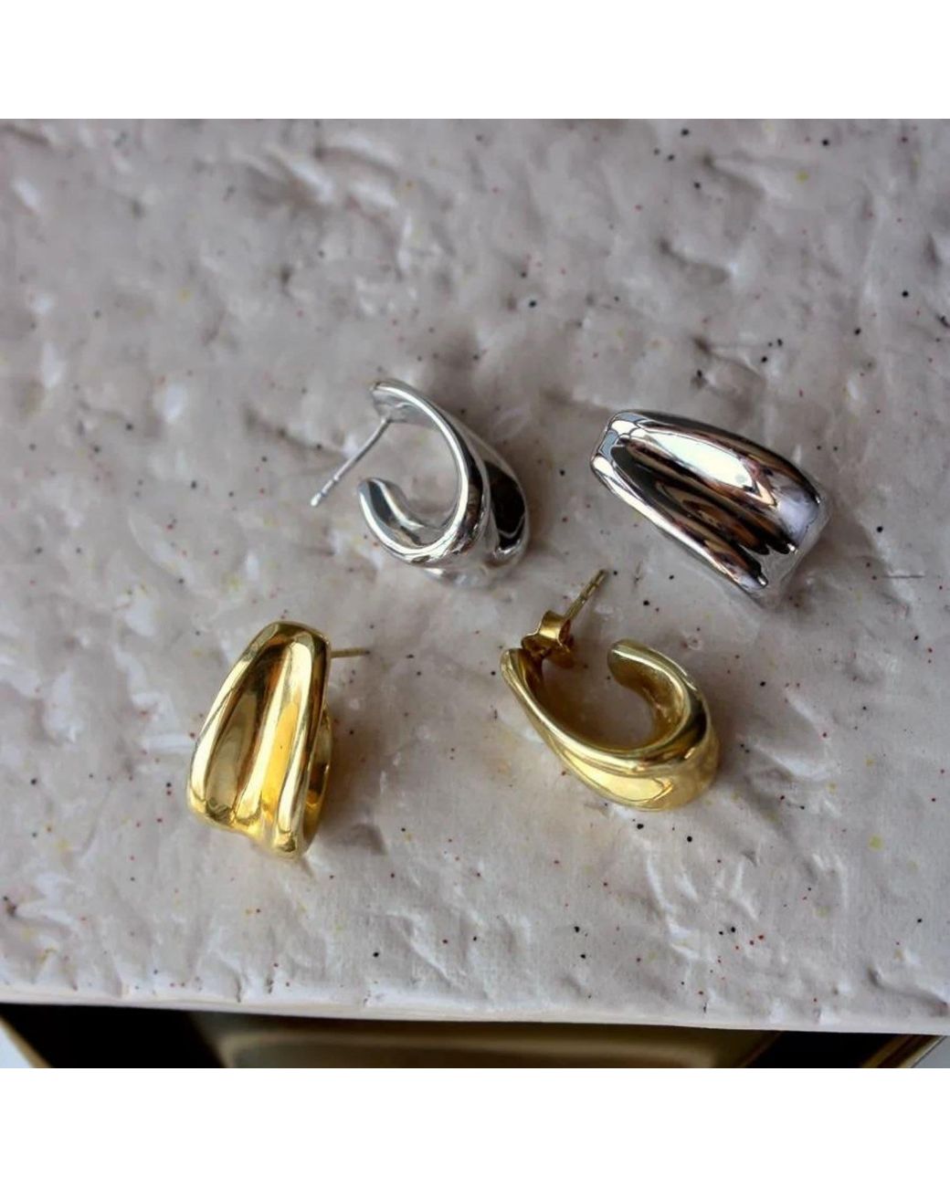 LINYA JEWELLERY Metallic Amorphous Hoop Earrings
