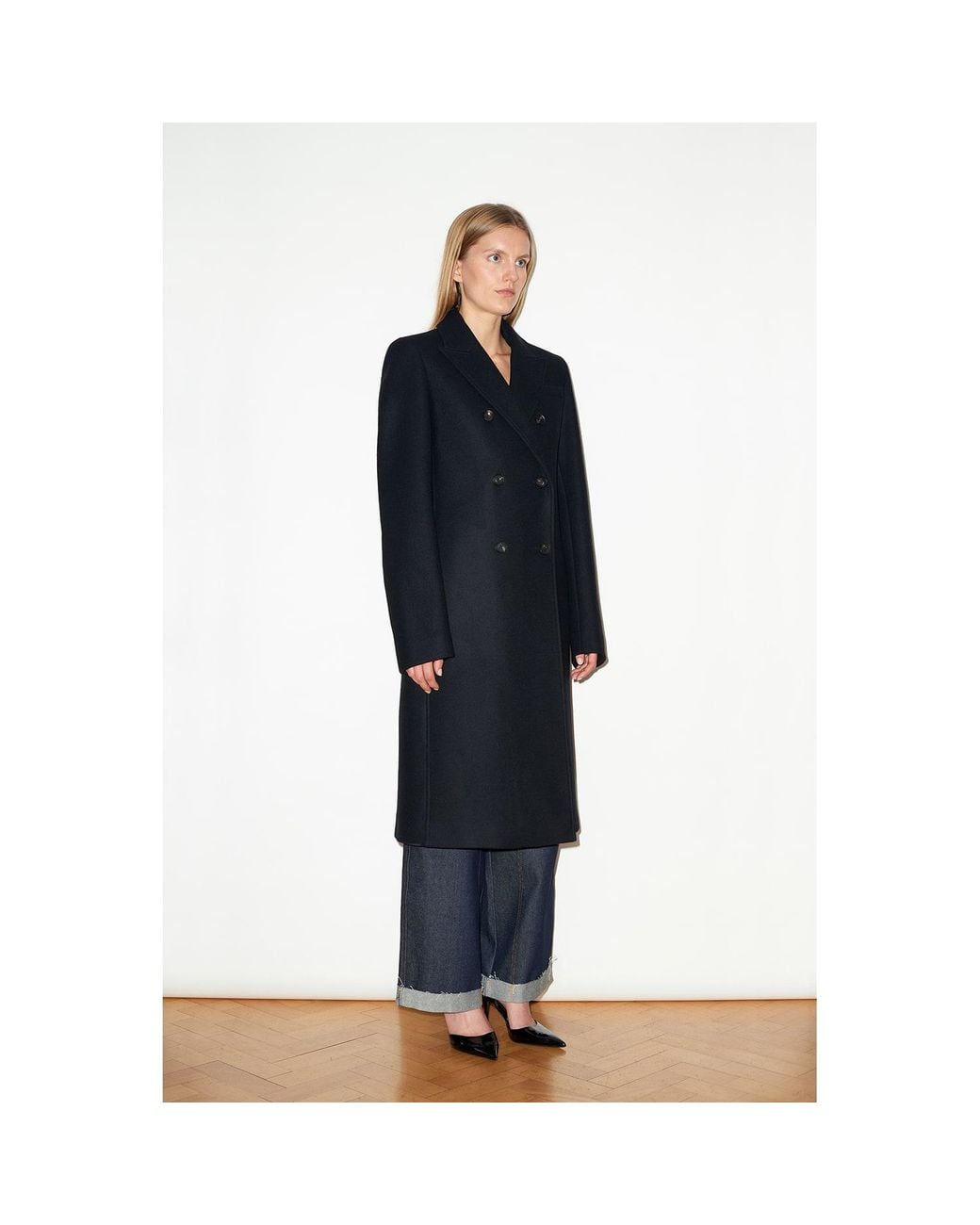 Hegarty London Black Double Breasted Cashmere And Wool Overcoat