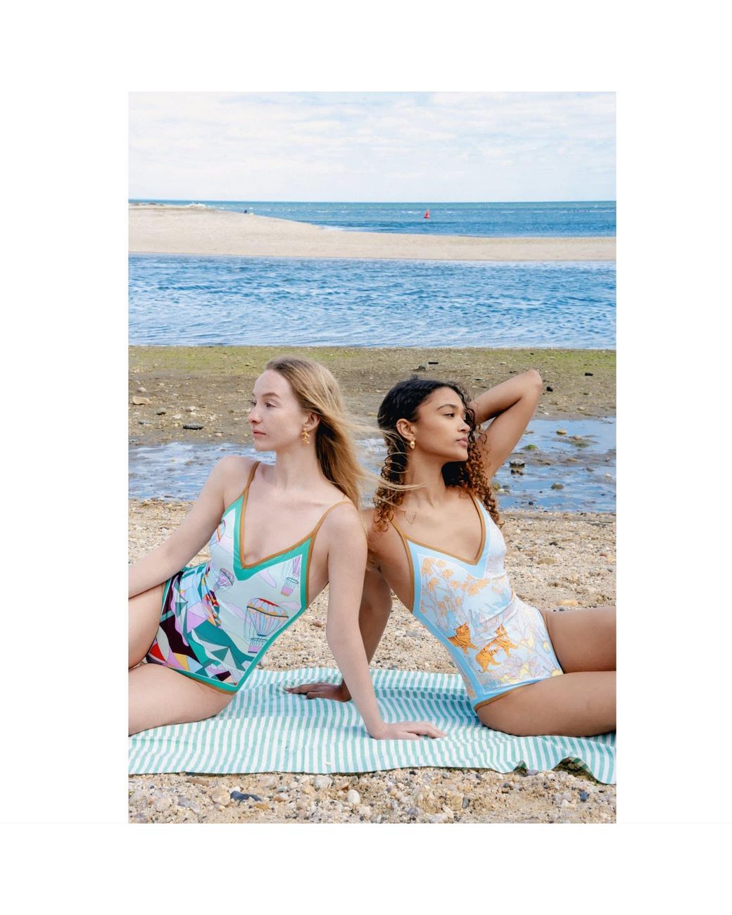 Jessie Zhao New York Blue Jungle Adventure Reversible V-Neck One-Piece Swimsuit