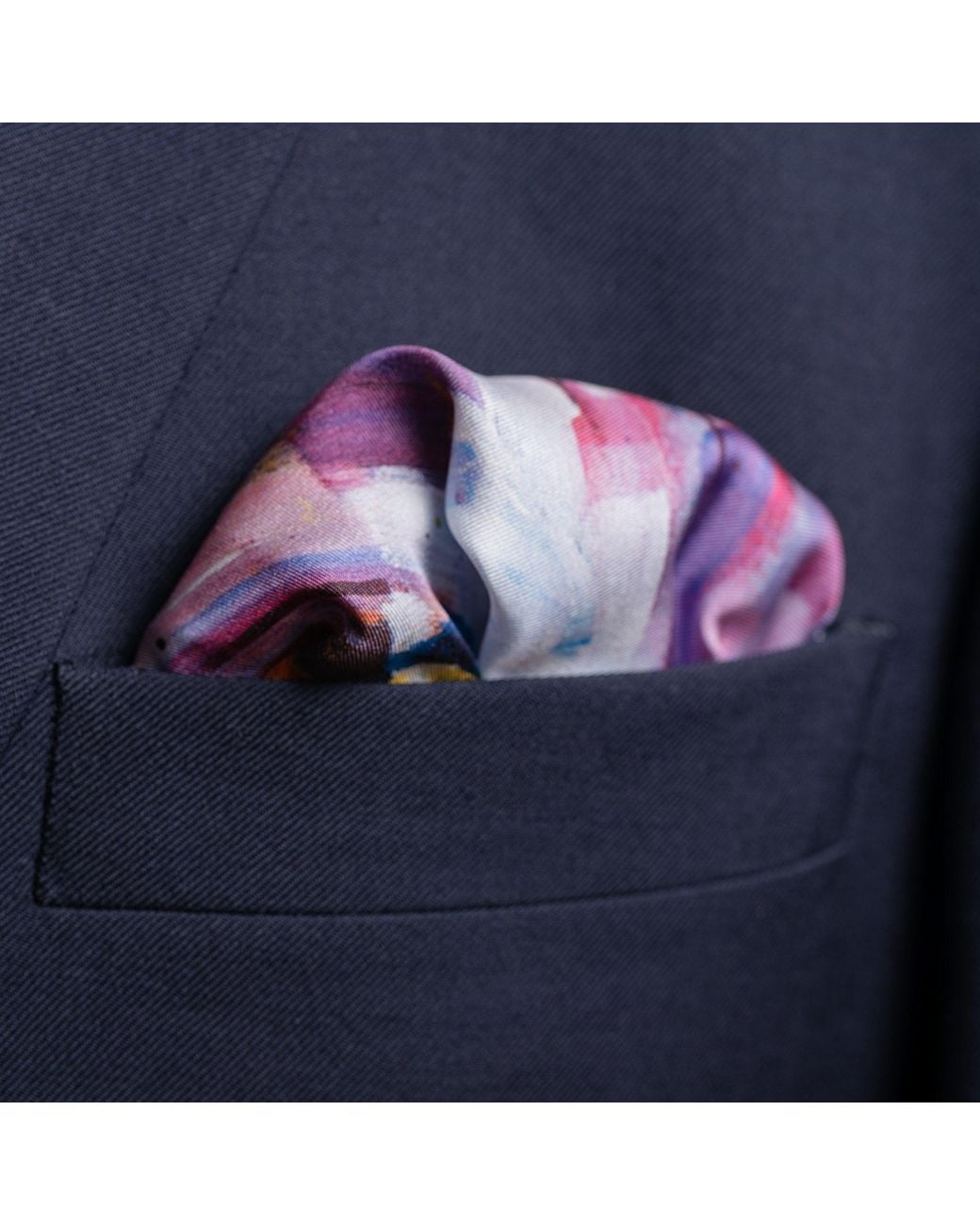 Otway & Orford Blue Neck & Neck Horse Racing Silk Pocket Square. Full-Size for men