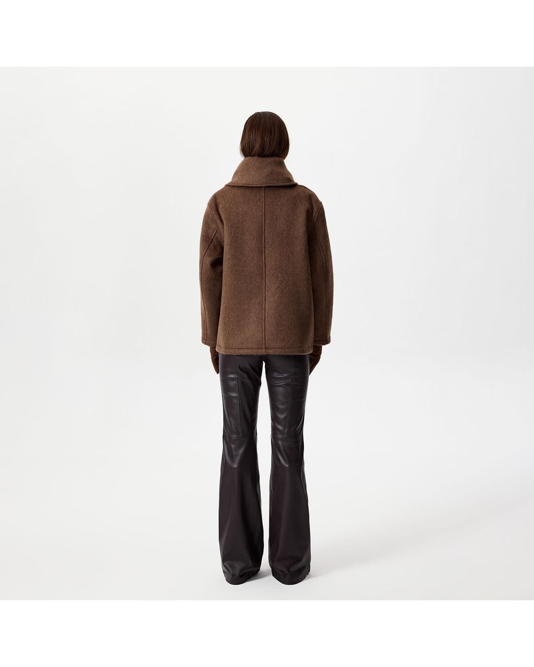 Thisisu Collection Brown Athena Scarf Detail Wool Coat –