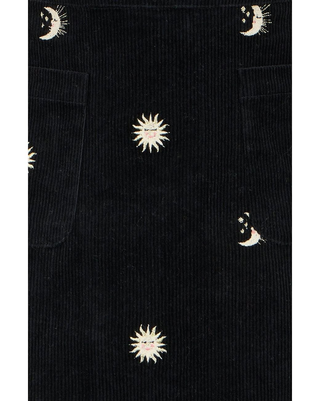 Yumi' Black Cosmic Embroidered Mini Skirt
