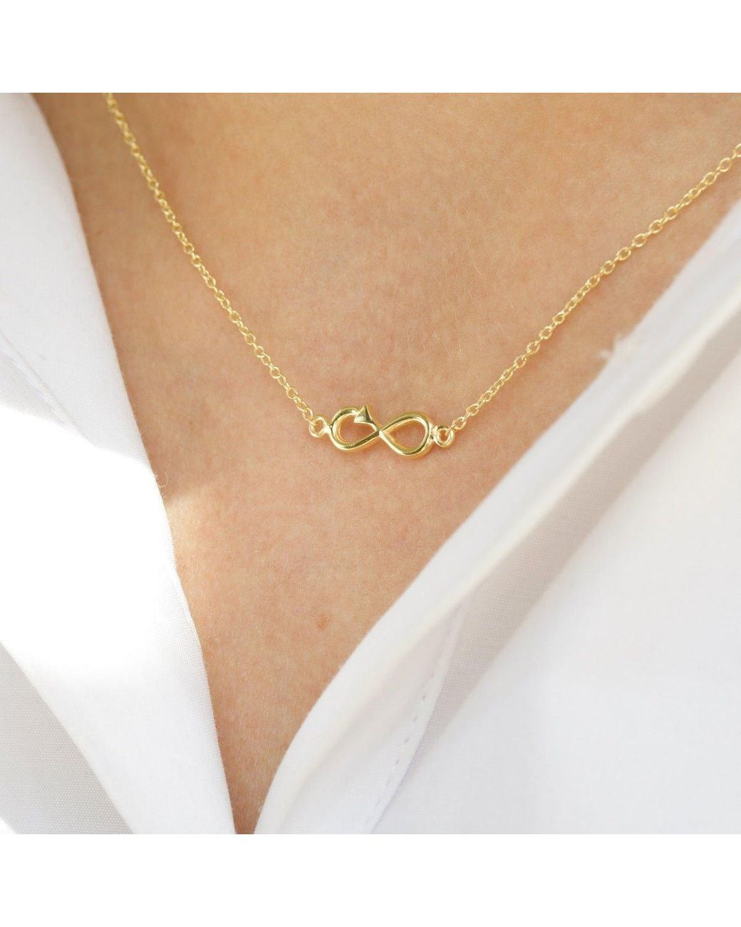 With Love Darling Metallic Horizontal Infinity Necklace