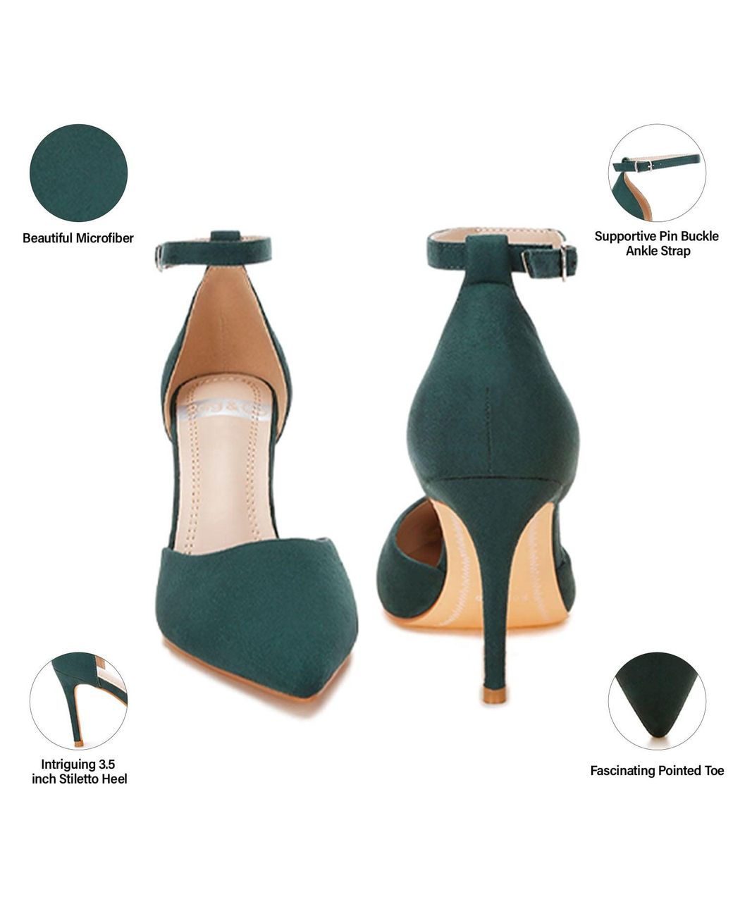Rag & Co Green Dolona Microfiber Stiletto Heel Sandals