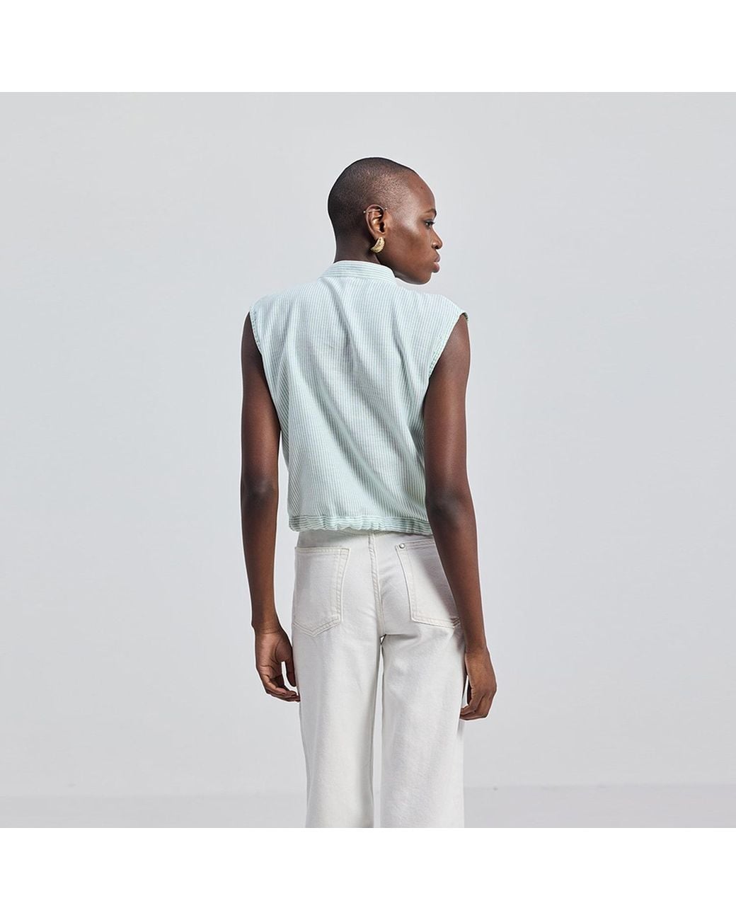 REISTOR Blue Button-Down Shirt With Waist Drawstring