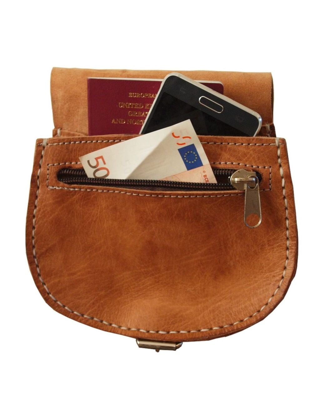 Berber Leather Brown Neutrals The Temara Small Half-Moon Saddle Bag