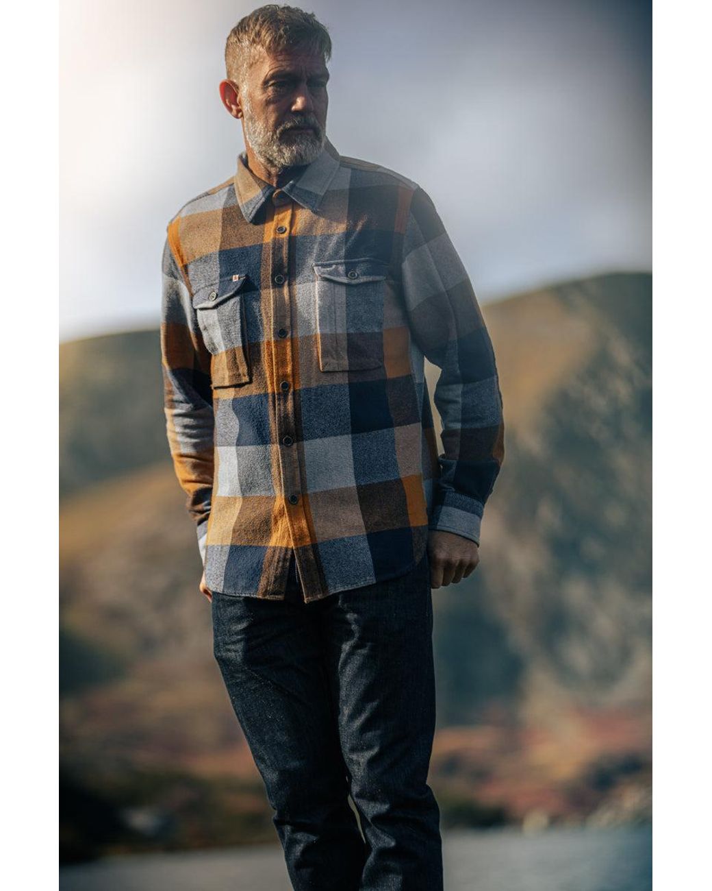 &SONS Trading Co Blue Andsons Big Yukon Flannel Check Shirt Tan for men