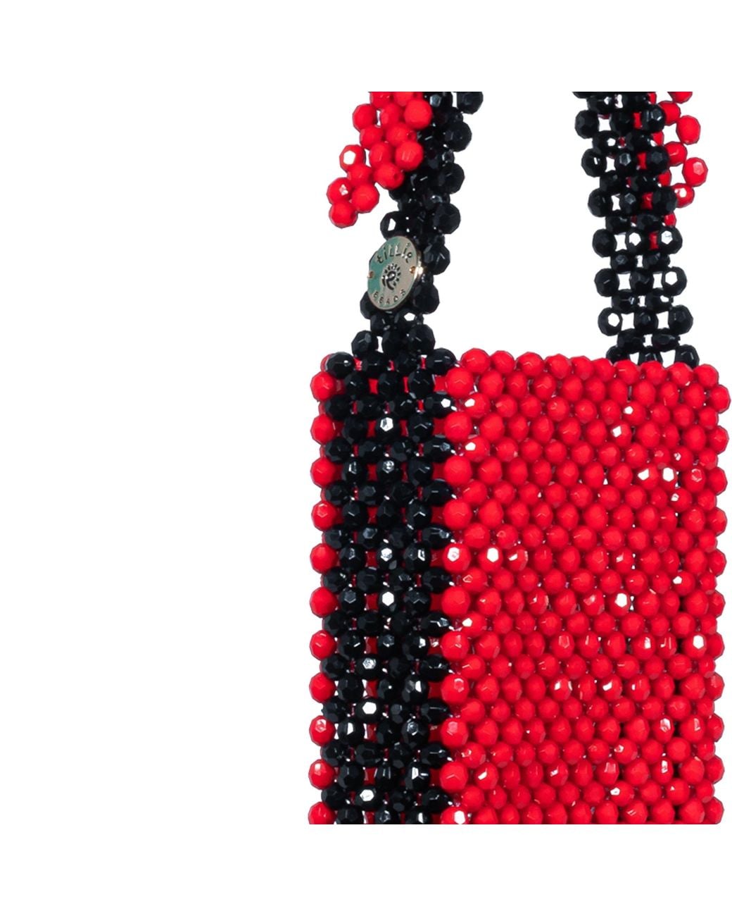 Tillie Beads Red Bow Beaded Shoulder Bag