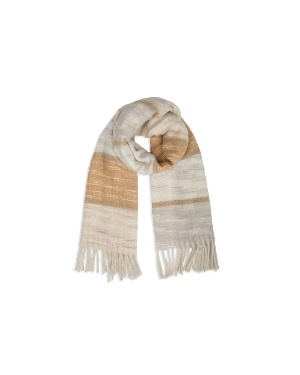 Saachi Natural Cozy Oversized Fringe Neutral Scarf