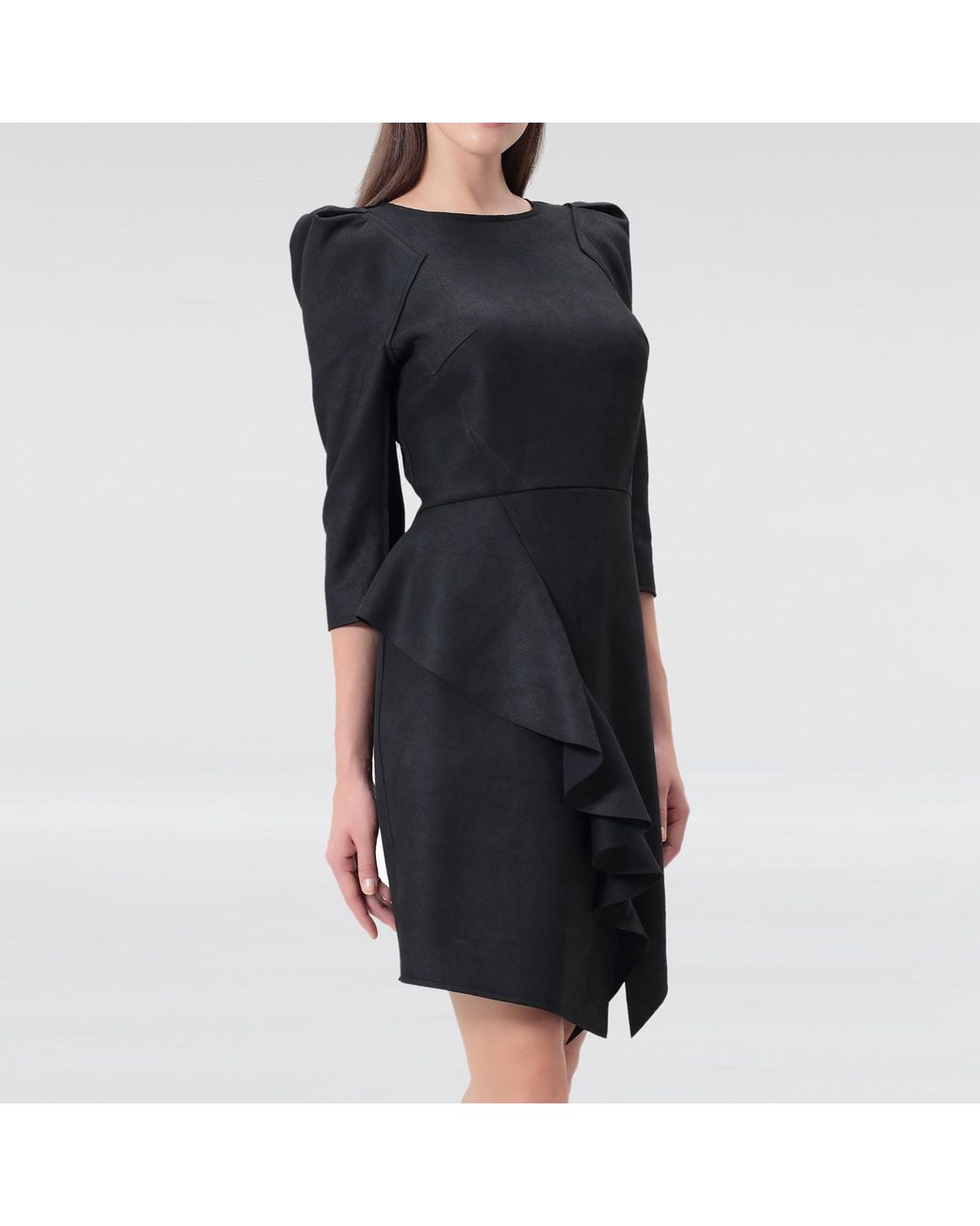Smart and Joy Black Suede Structured Tailor Dress