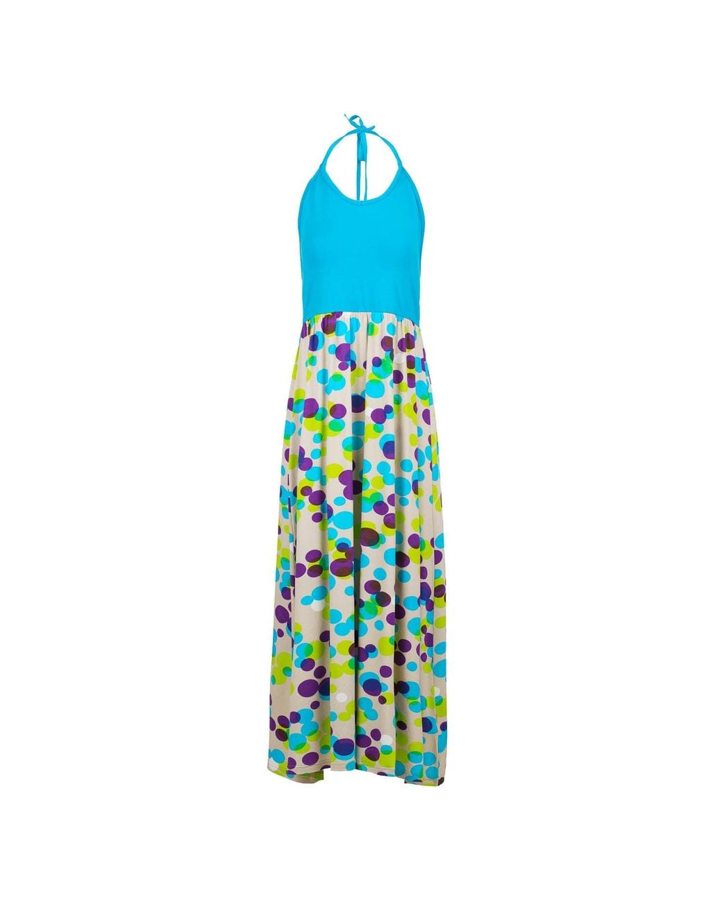 Conquista Blue Halter Neck Maxi Dress