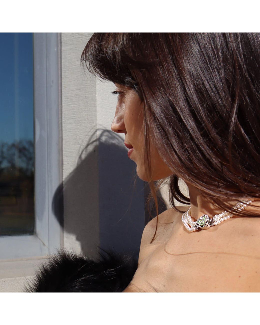 Mineralgems•Studio Metallic Three-Strand Pearl Choker With Heart-Shaped Clasp