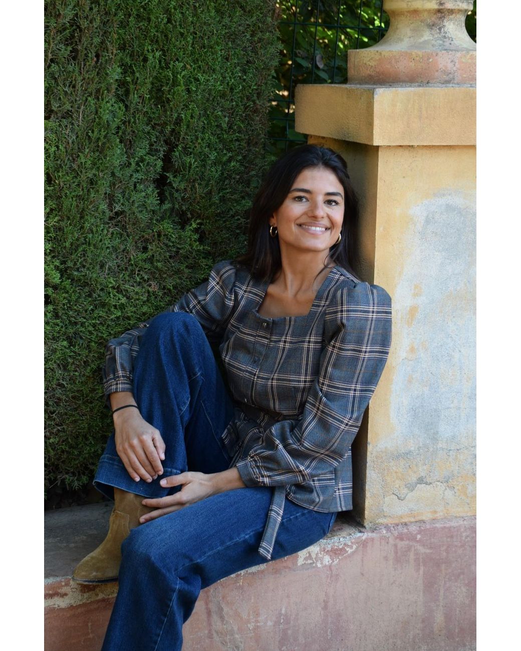 Mind Traveler Gray Beth Checked Blouse
