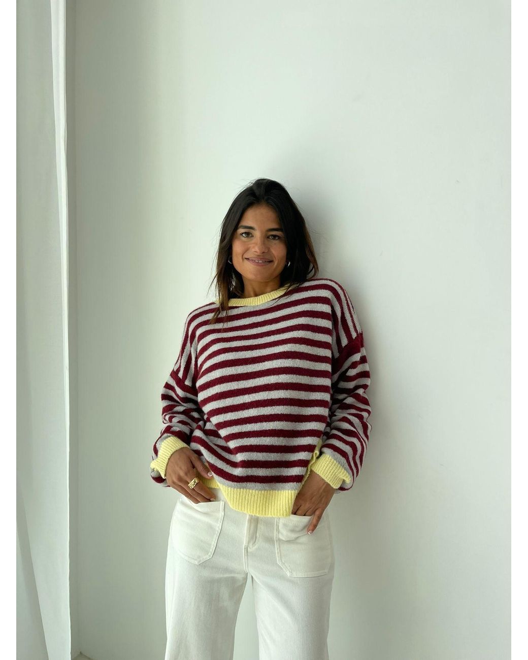Mind Traveler Purple Burgundy & Striped Pia Sweater