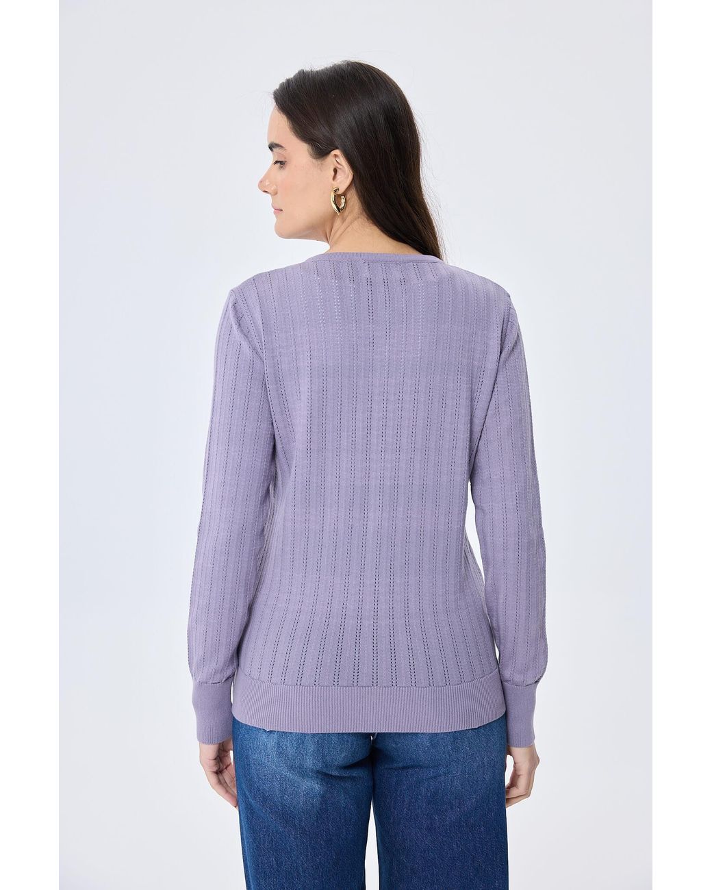 Peraluna Purple Celine Openwork Knit Cardigan
