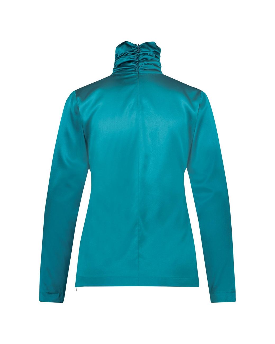 Monique Singh Blue Silk Turtleneck Top