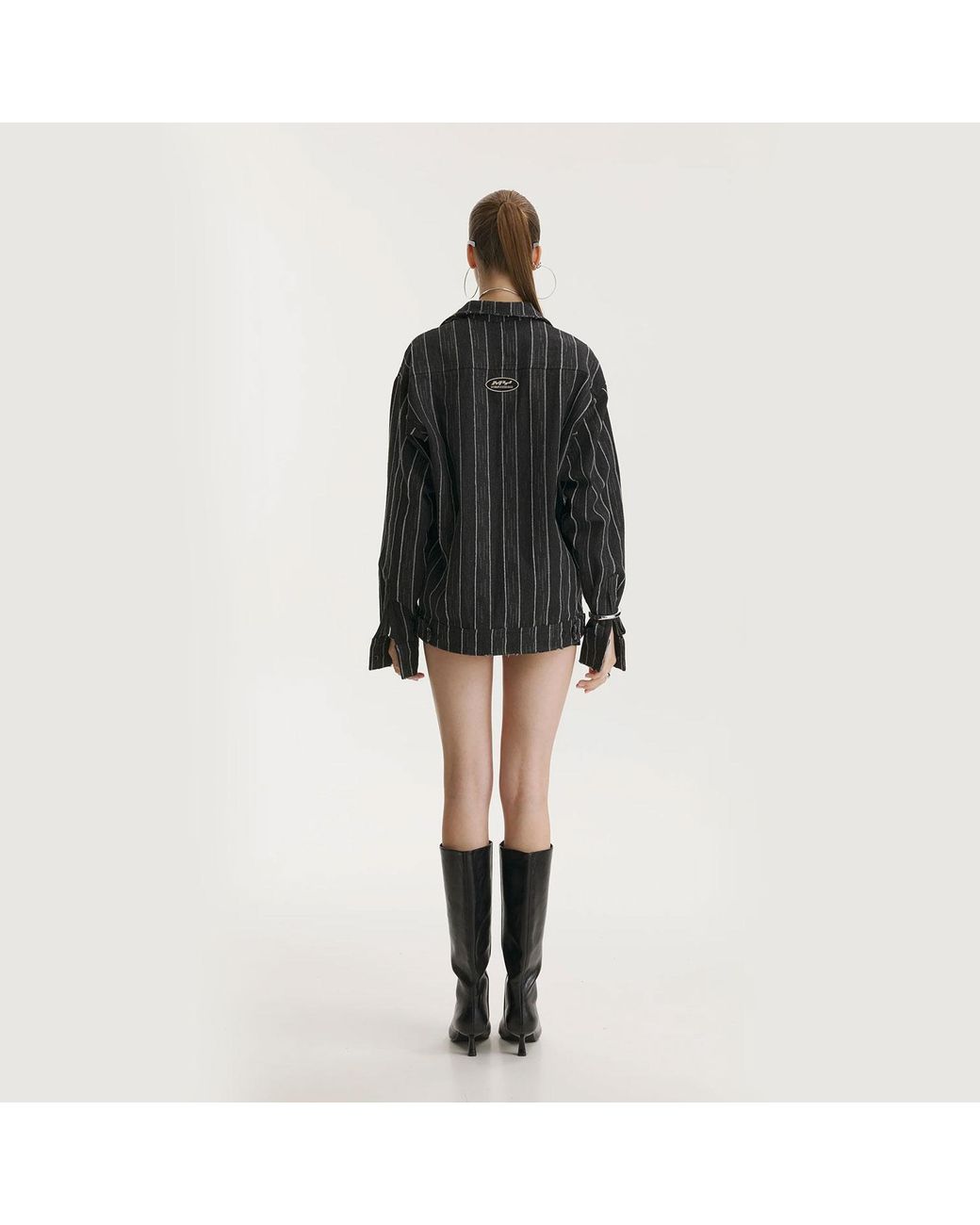 mysimplicated Black Broken Stripes Denim Jacket