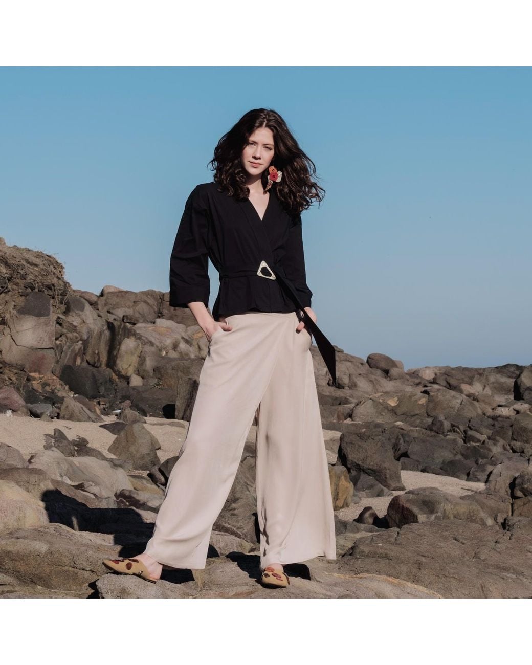 Mirimalist Brown Neutrals Sand Loose Pants Ecru