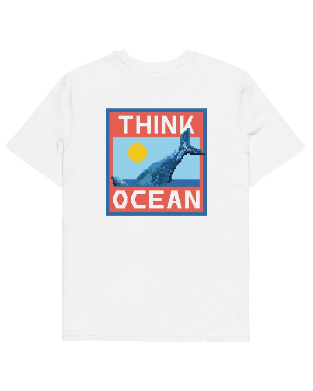 Anchor and Crew White Think Ocean Whale Pixel Art Organic Cotton T-Shirt