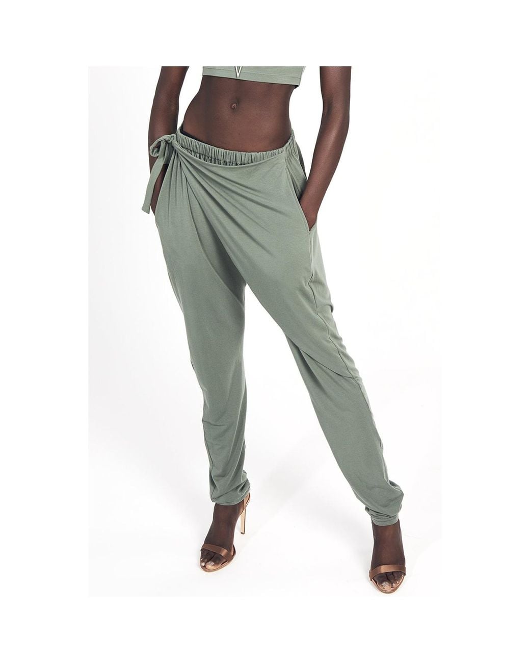 carlton jones Green Bamboo Wrap Pant
