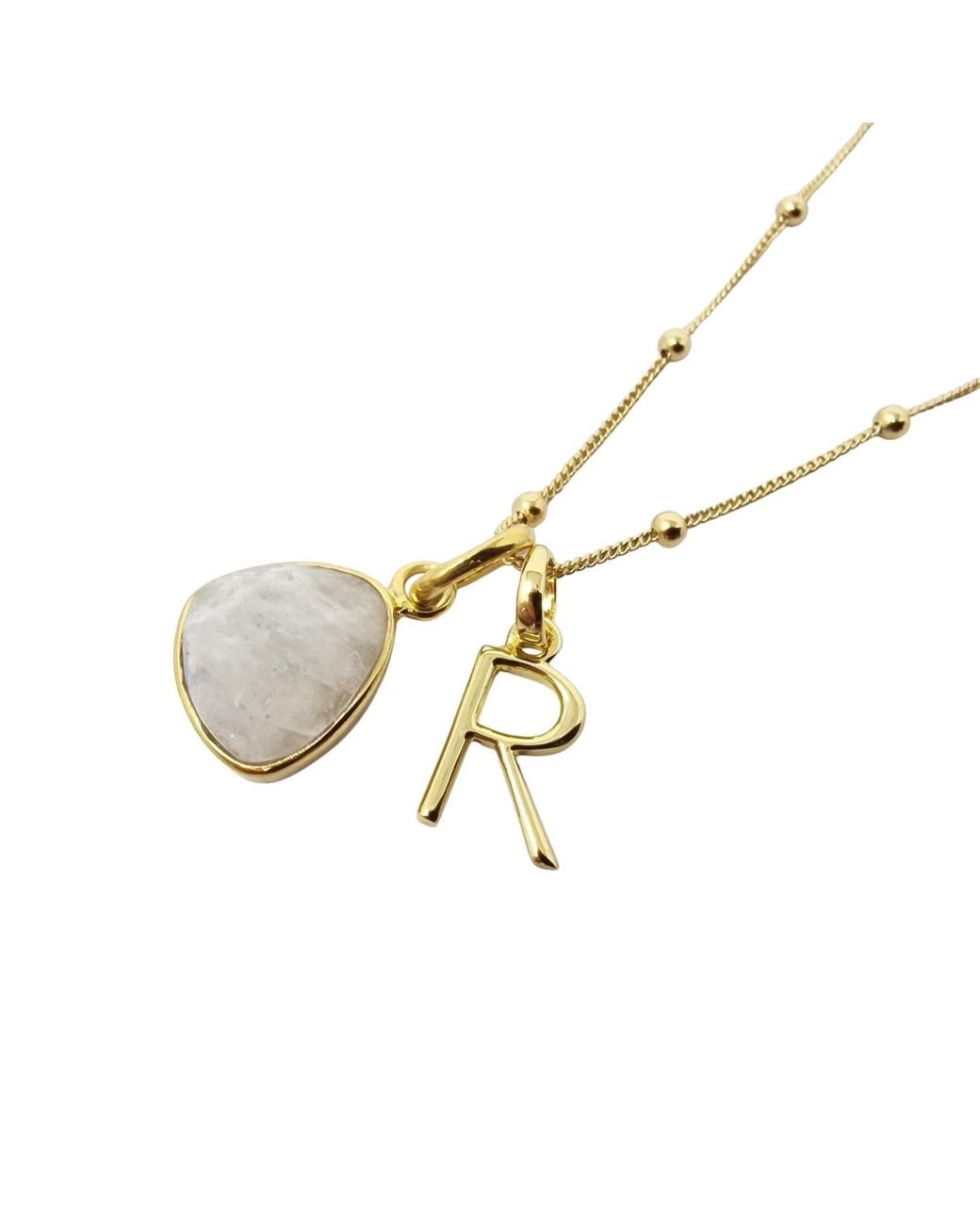 Sophelia Metallic Vermeil Plated Moonstone Initial Charm Necklace