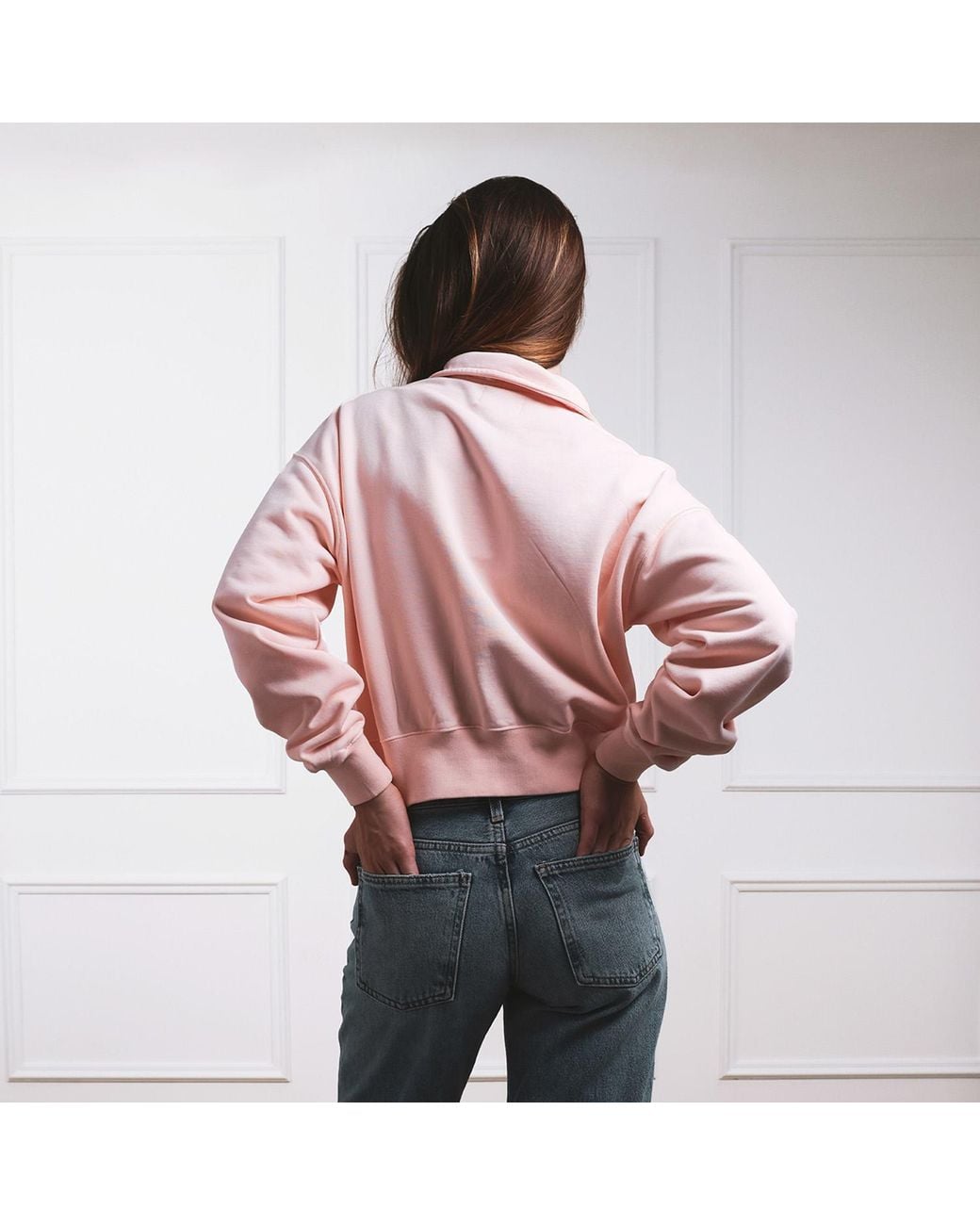 VLD Pink Runyon Cropped Quarter-Zip Sweatshirt