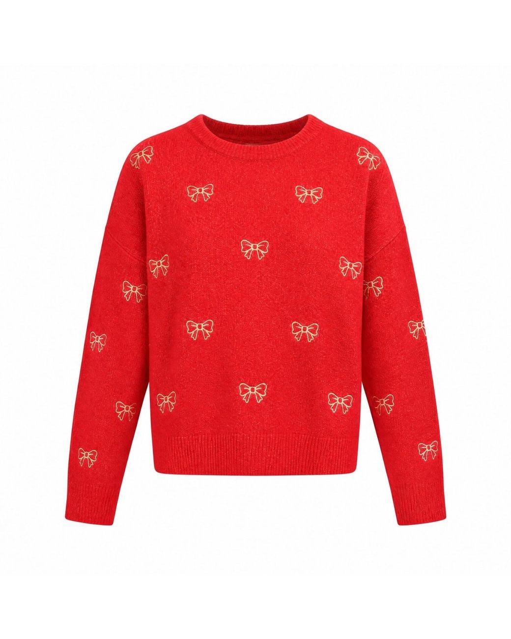 Yumi' Embroidered Bow Relaxed Jumper
