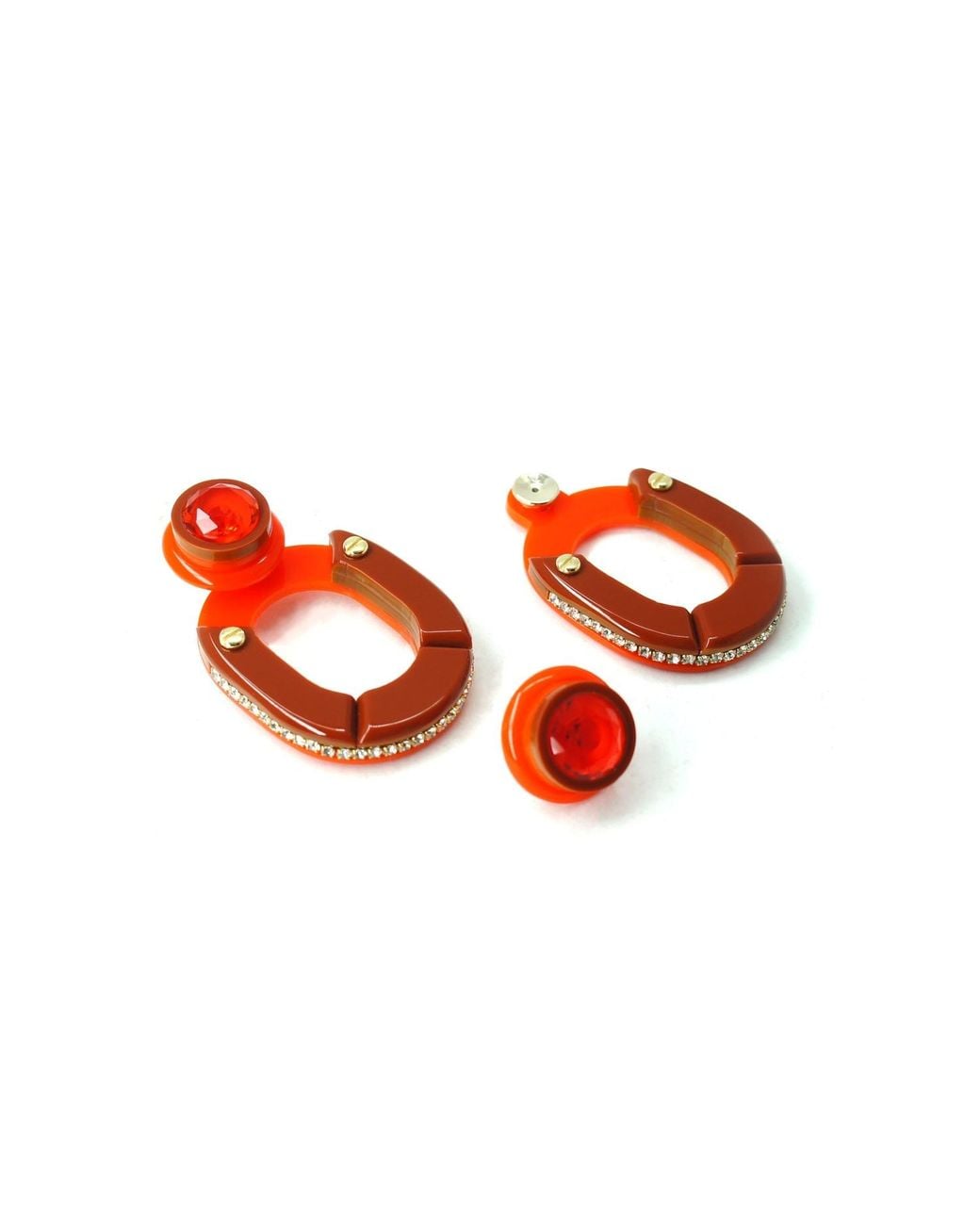 Gissa Bicalho Red Handmade Acrylic Earring Kit Stone Hoop And Pendant Cinnamon