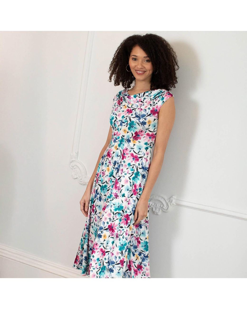 Alie Street London Blue Darcie Cowl Neck Dress