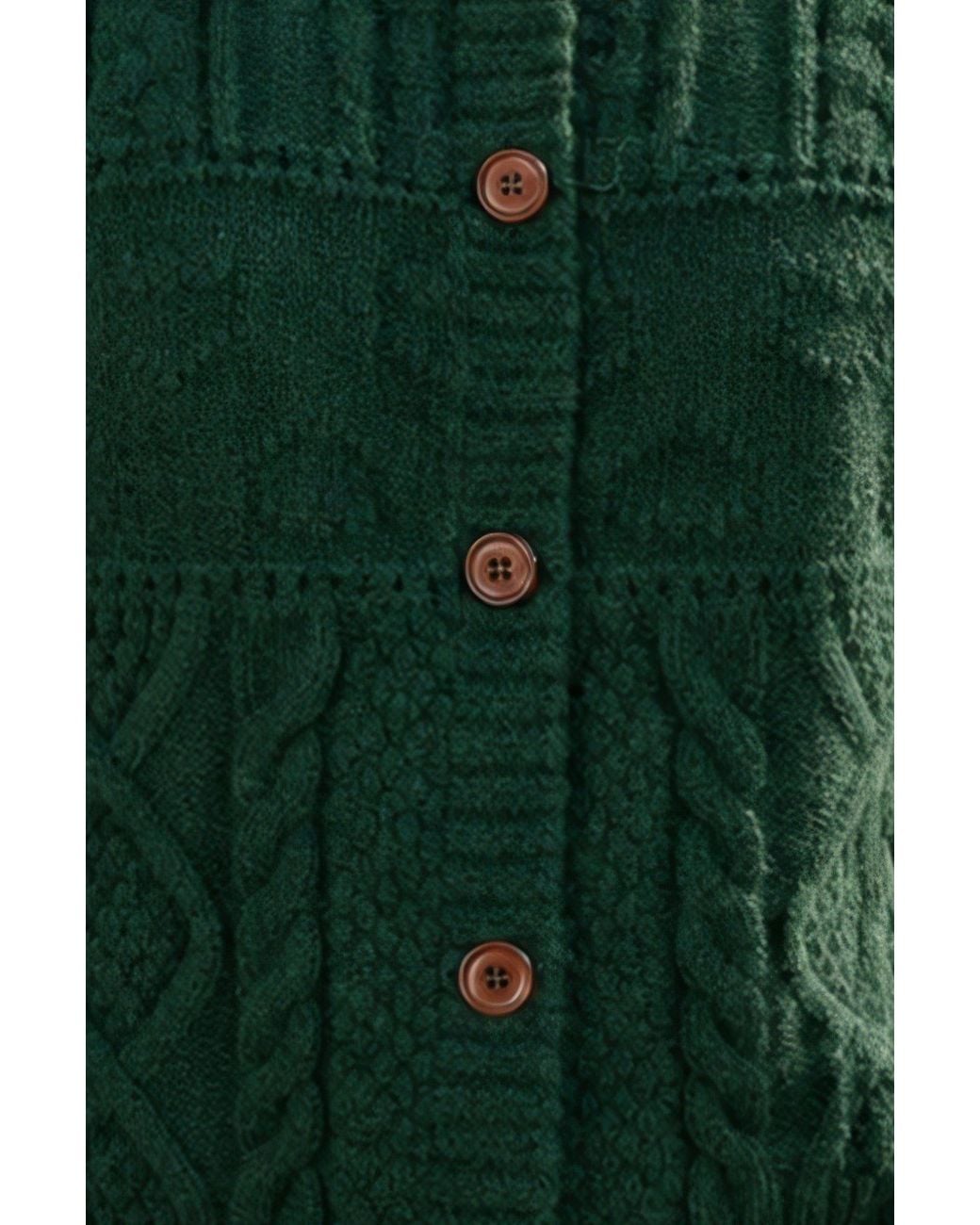 Yumi' Green Cable Knit Boxy Jacket