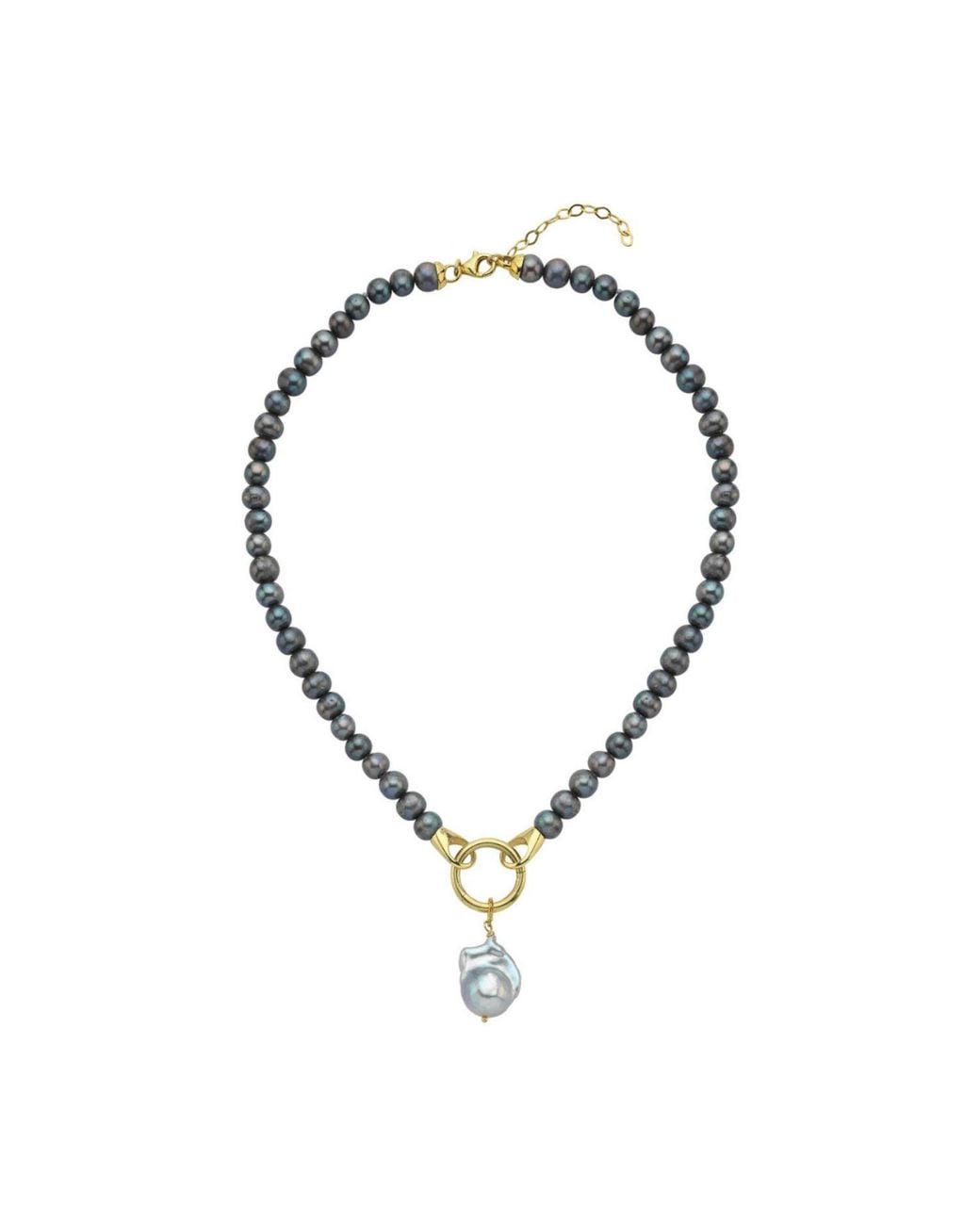 LINYA JEWELLERY Metallic Odra Baroque Pearl Necklace
