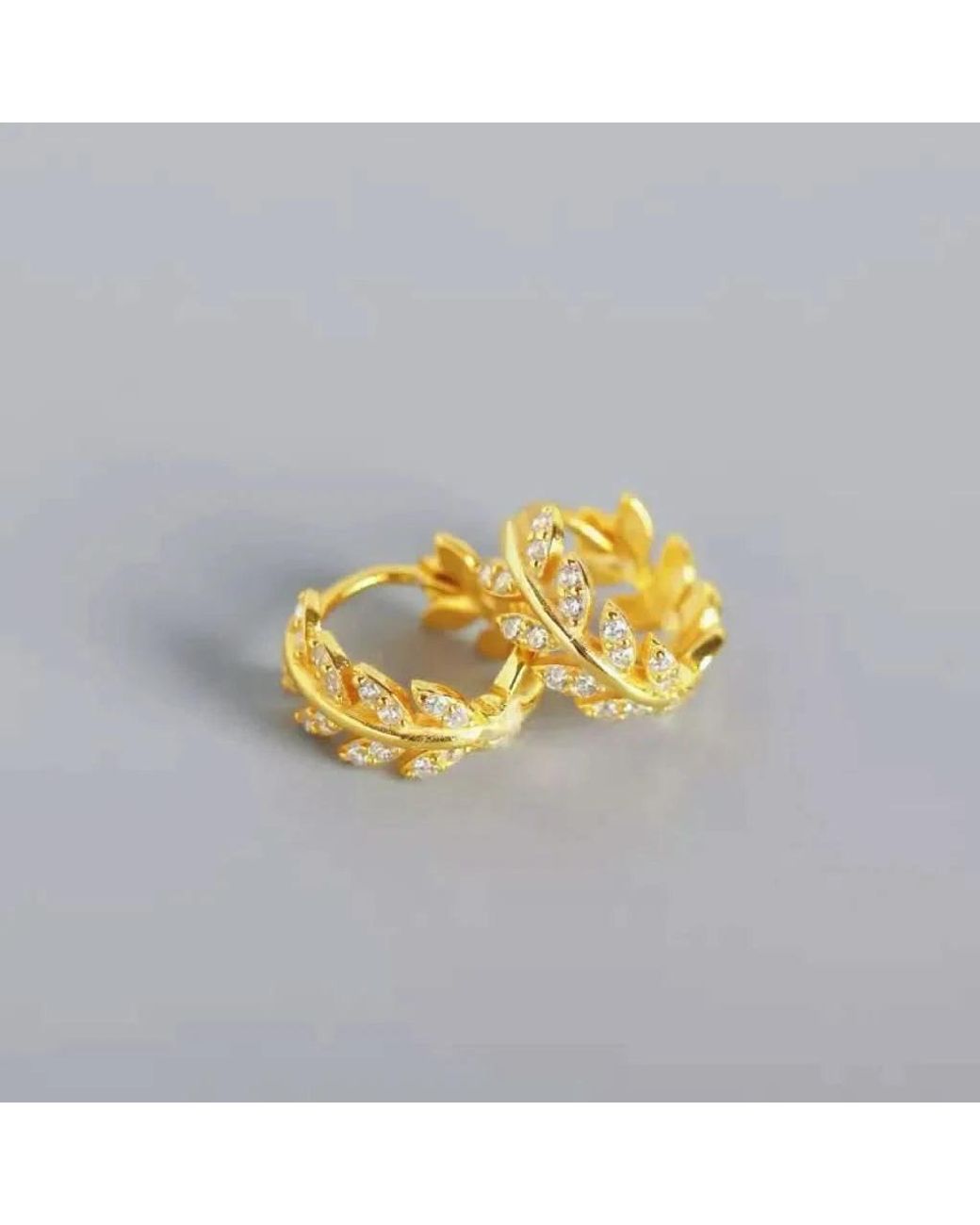 Angel Barocco Metallic Leaf Diamond Hoop Earrings