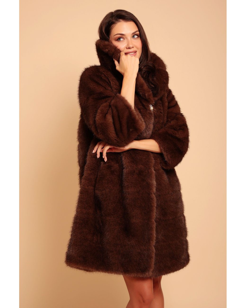 Santinni Brown 'Hollywood' Faux Fur Coat