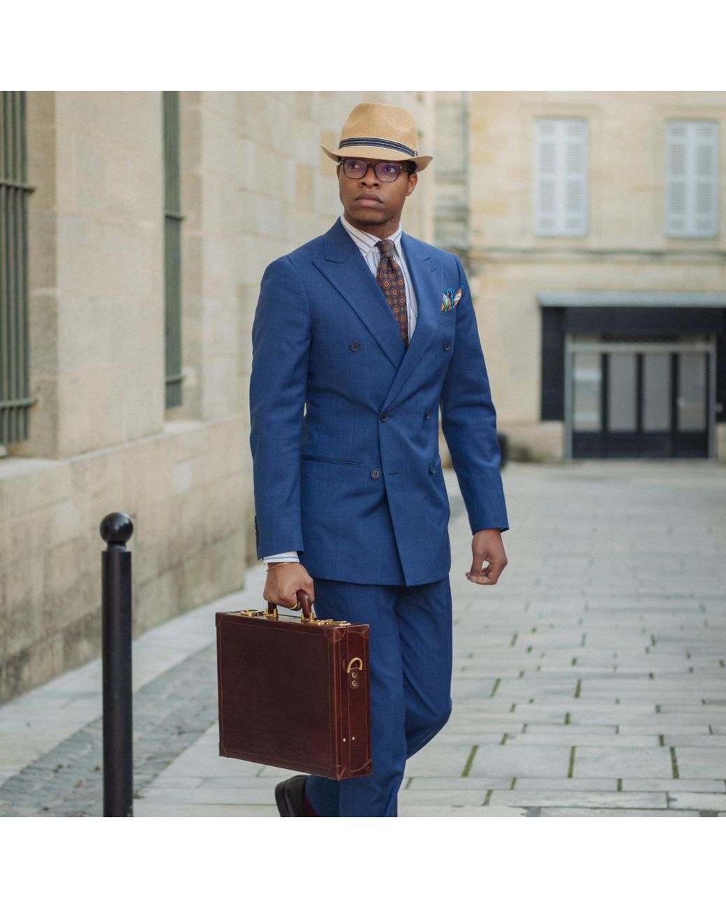 Time Resistance Brown Leather Large Attaché Case Briefcase for men