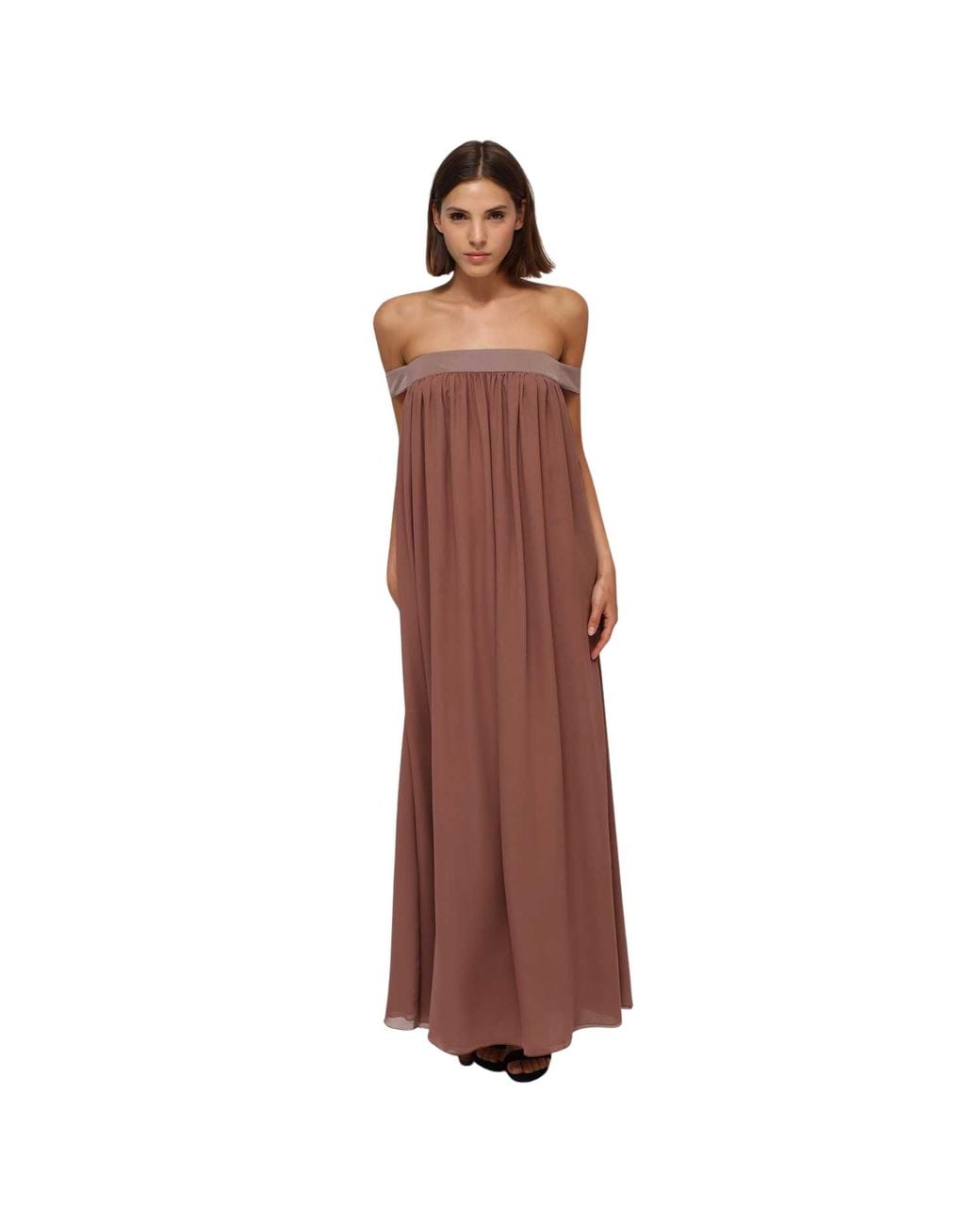 Humans & Land Brown The Bilqis – Chiffon Silk Dress