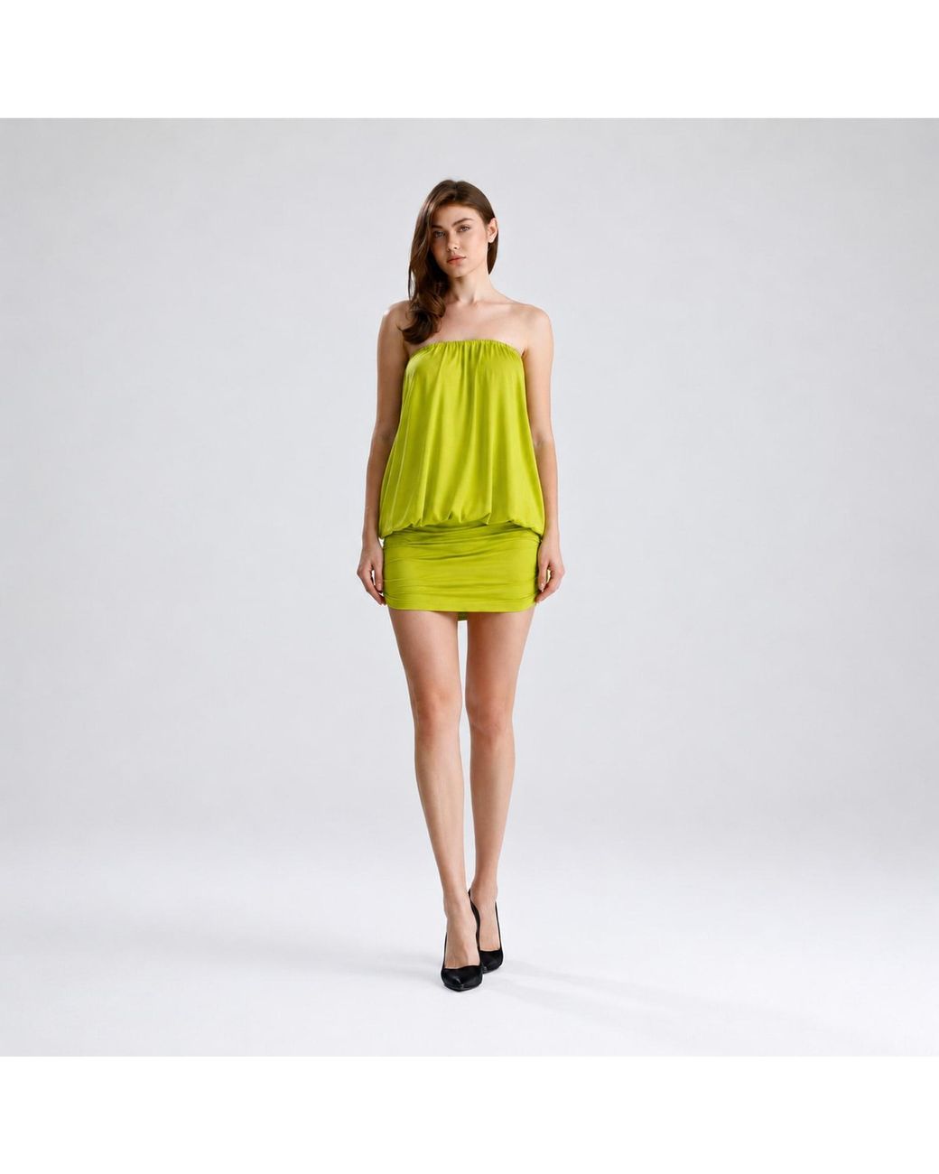 Maison De Gala Yellow Luna Lime Mini Dress