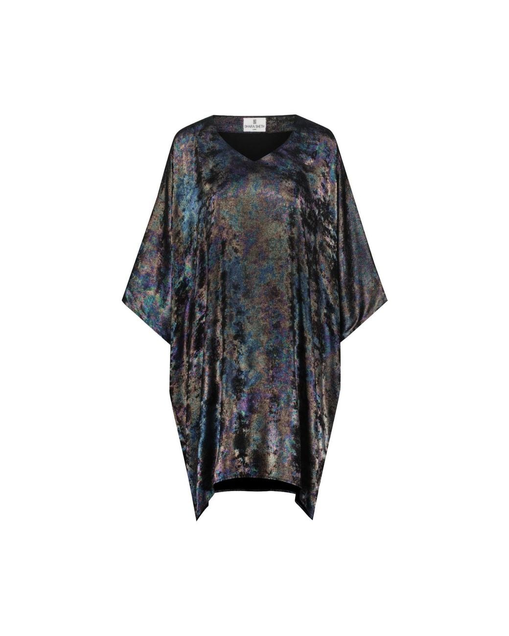 DHARA SHETH DUBAI Black Shadow Of Sequin Shimmer Short Kaftan Party Dress