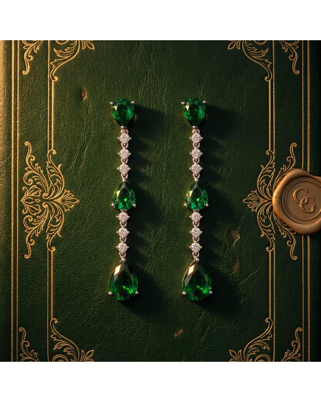 Latelita London Green Elizabeth Drop Earrings Emerald