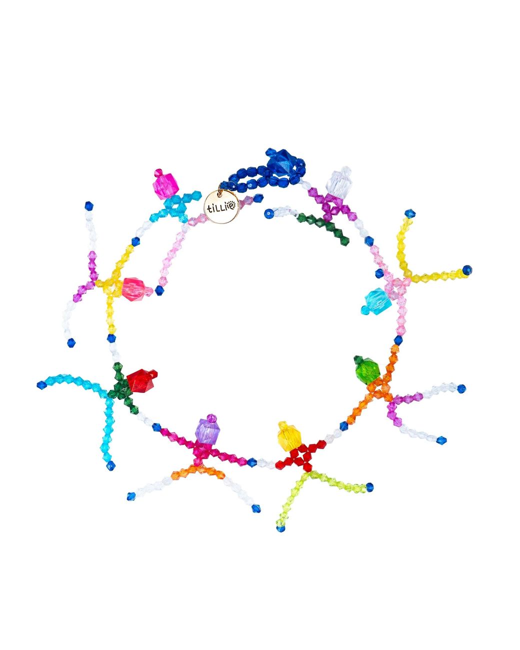 Tillie Beads Blue Colorful Skeleton Parade Bead Necklace
