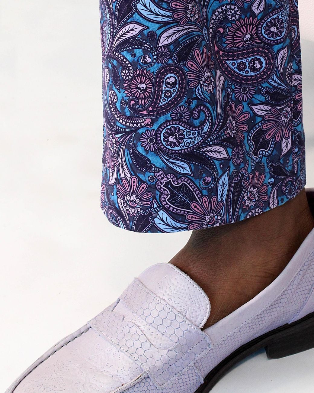 Lords of Harlech Blue Charles Skull Paisley Pants for men